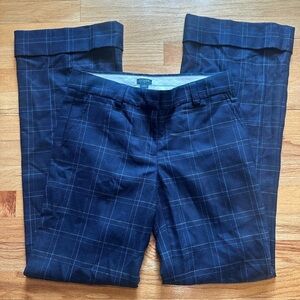 J.Crew City Fit Wool Navy Plaid Wide Leg Cuffed Pants size 2.